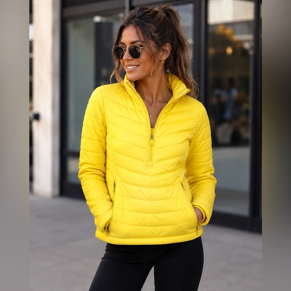 Calvin Klein Down Puffer Pullover Jacket Yellow Large
